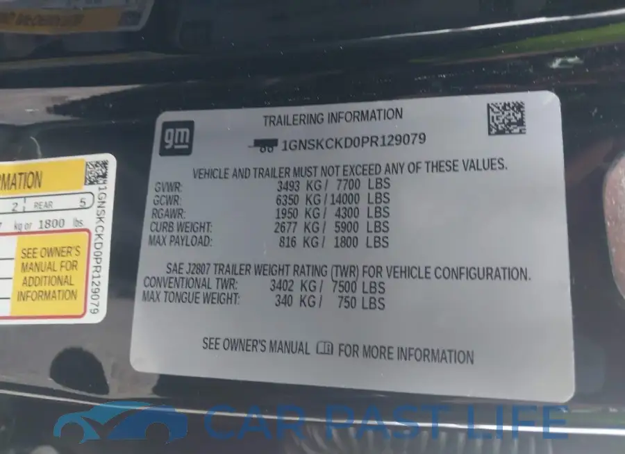 1GNSKCKD0PR129079# 9
