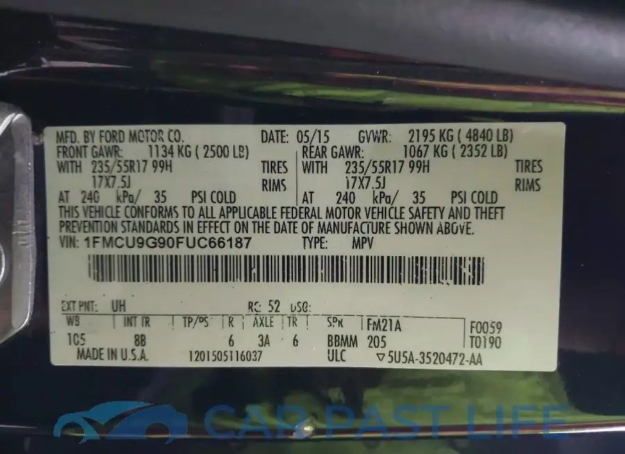 1FMCU9G90FUC66187# 9