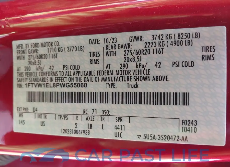 1FTVW1EL8PWG55060# 9