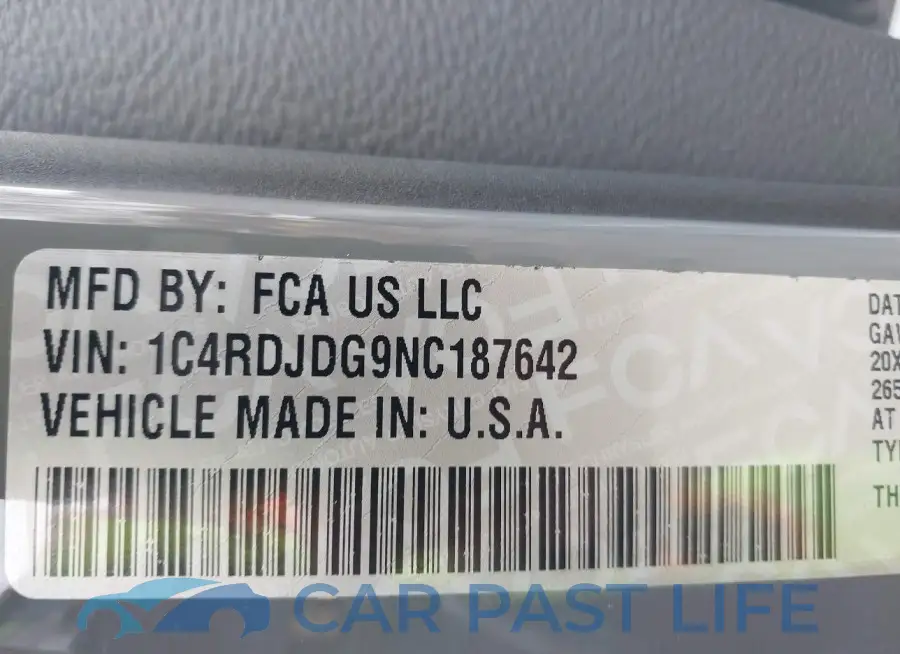 1C4RDJDG9NC187642# 9