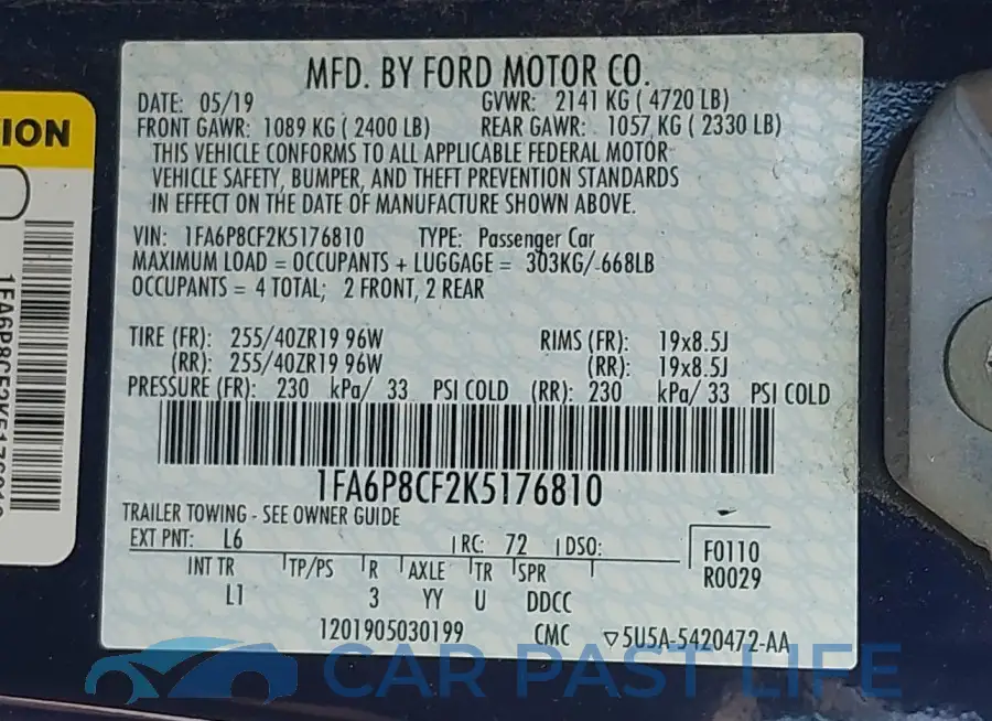 1FA6P8CF2K5176810# 9
