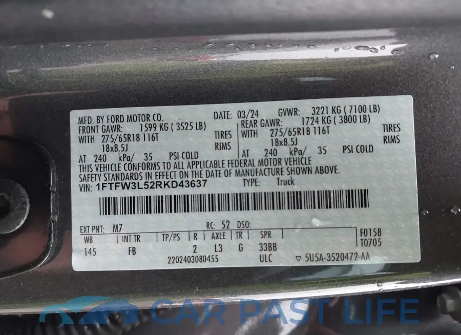 1FTFW3L52RKD43637# 9
