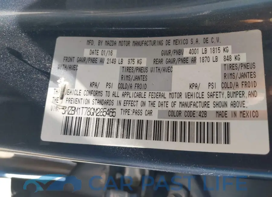 3MZBM1T78GM285465# 9