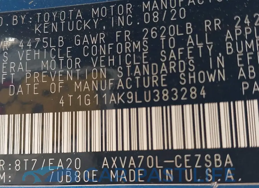 4T1G11AK9LU383284# 9