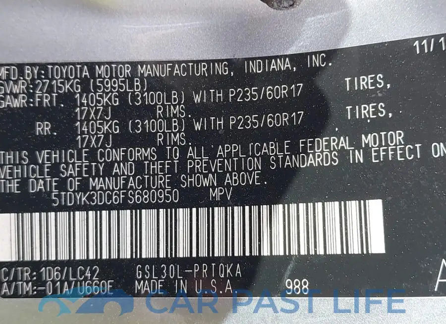 5TDYK3DC6FS680950# 9