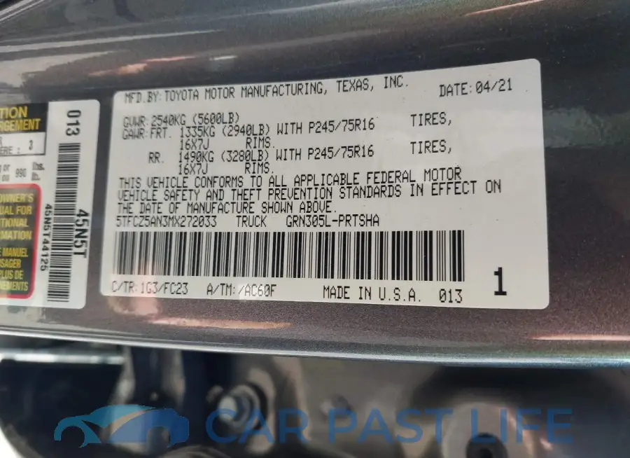 5TFCZ5AN3MX272033# 9