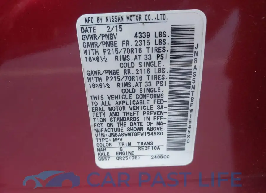 JN8AS5MT8FW154580# 9
