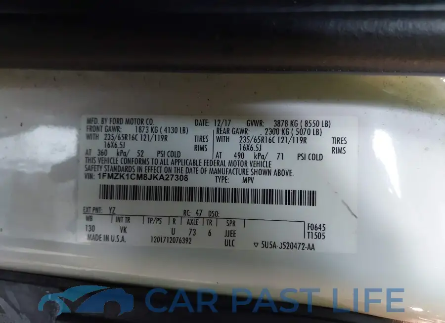 1FMZK1CM8JKA27308# 9