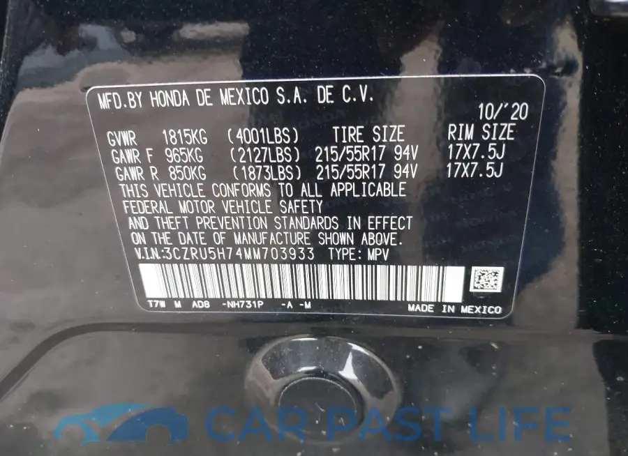 3CZRU5H74MM703933# 9