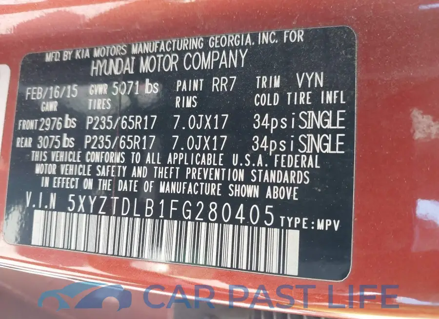 5XYZTDLB1FG280405# 9