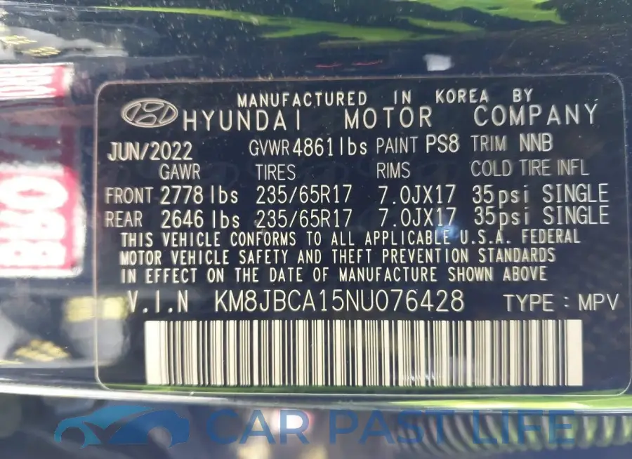 KM8JBCA15NU076428# 9