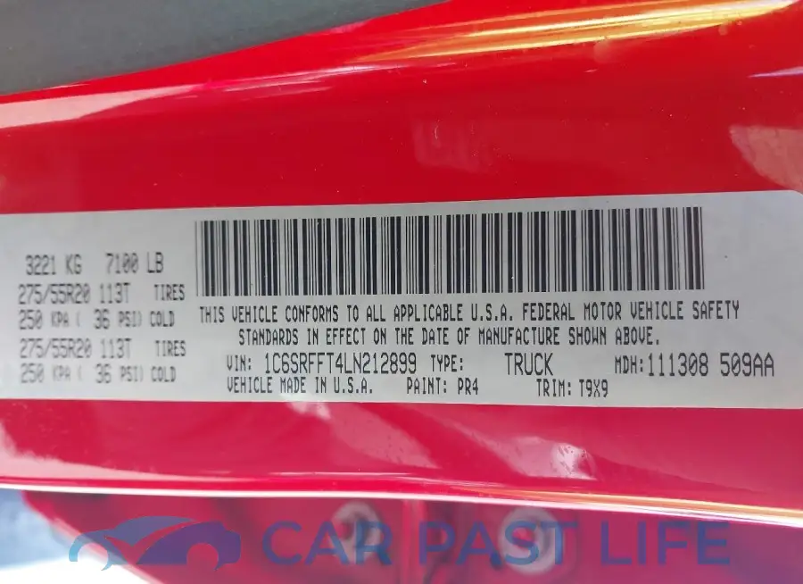 1C6SRFFT4LN212899# 9