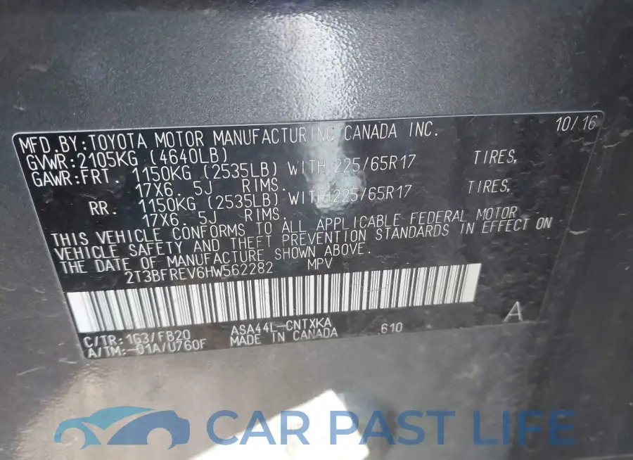 2T3BFREV6HW562282# 9