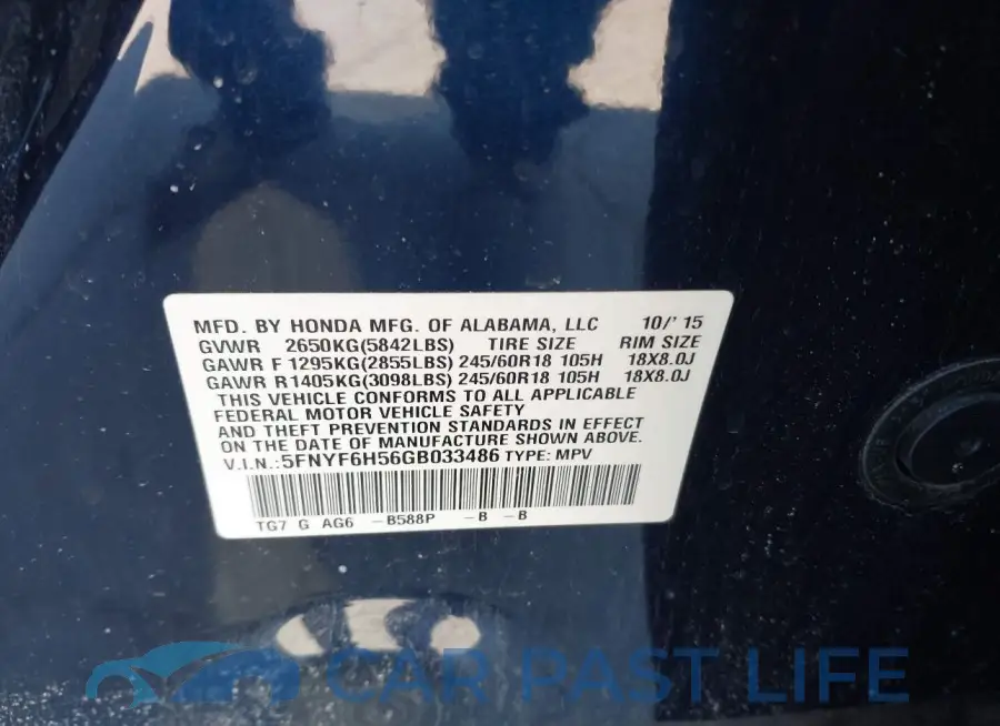 5FNYF6H56GB033486# 9