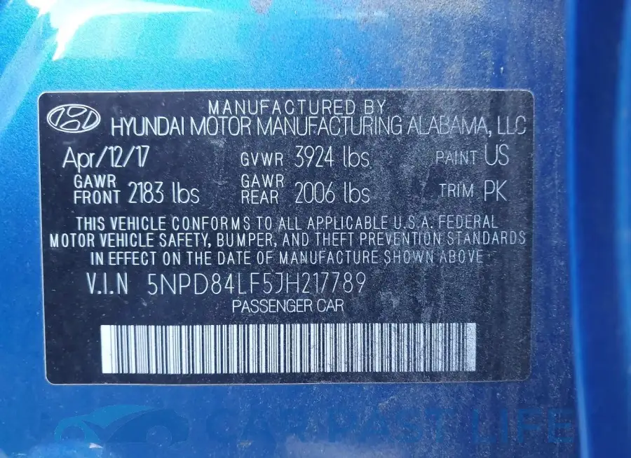 5NPD84LF5JH217789# 9