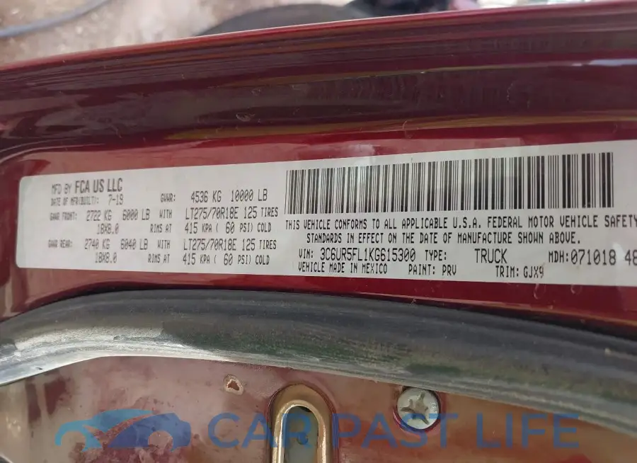 3C6UR5FL1KG615300# 9
