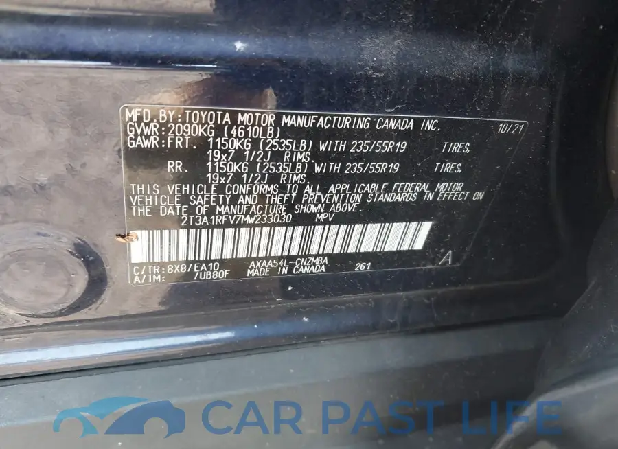 2T3A1RFV7MW233030# 9