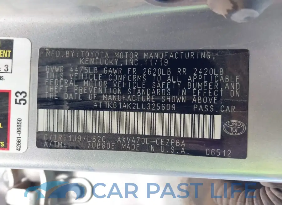 4T1K61AK2LU325609# 9