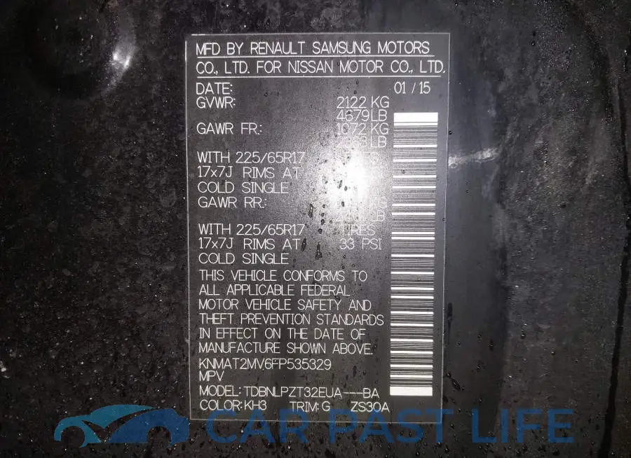 KNMAT2MV6FP535329# 9