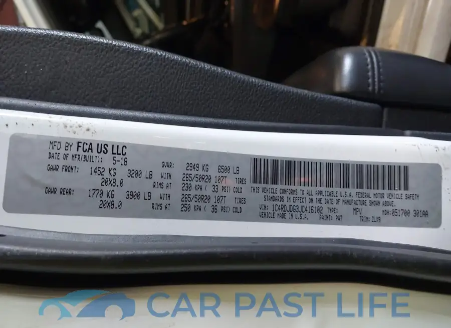 1C4RDJDG3JC416102# 9
