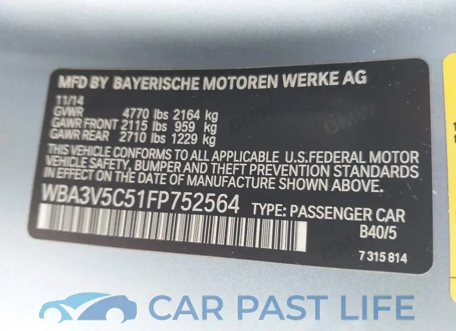 WBA3V5C51FP752564# 9