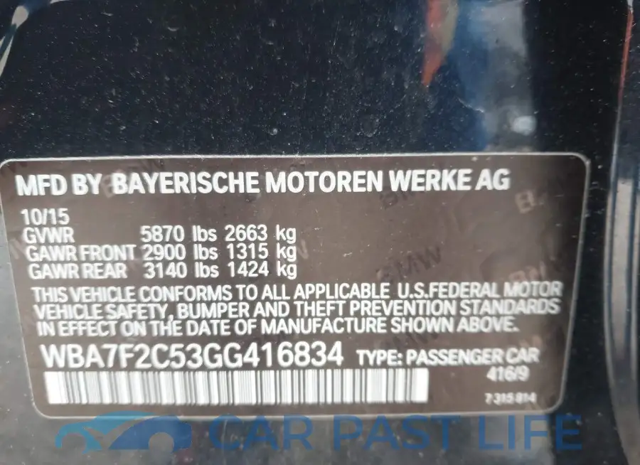 WBA7F2C53GG416834# 9