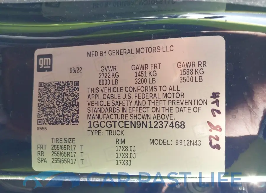1GCGTCEN9N1237468# 9