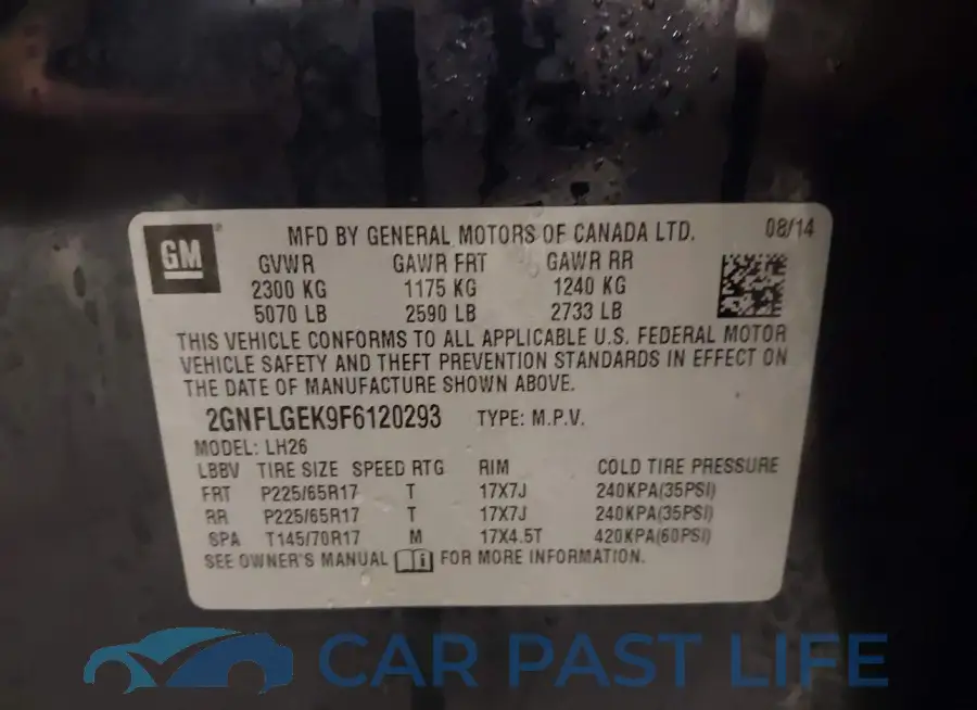 2GNFLGEK9F6120293# 9