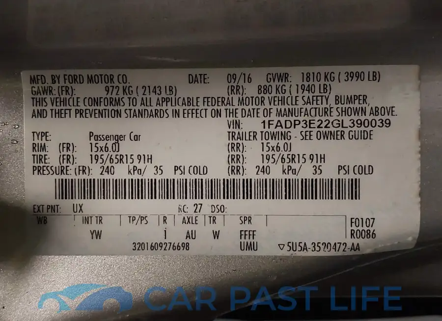 1FADP3E22GL390039# 9