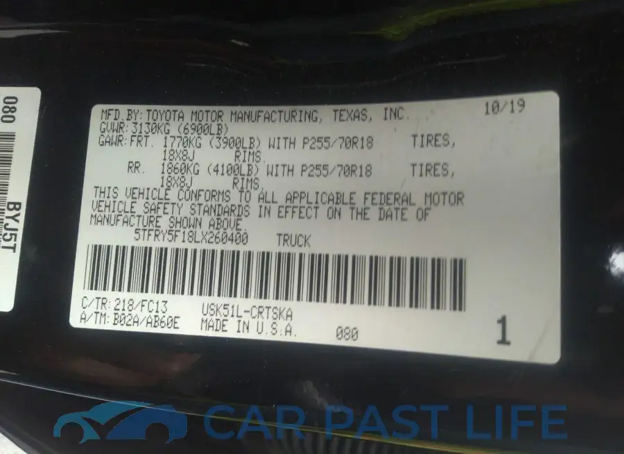 5TFRY5F18LX260400# 9