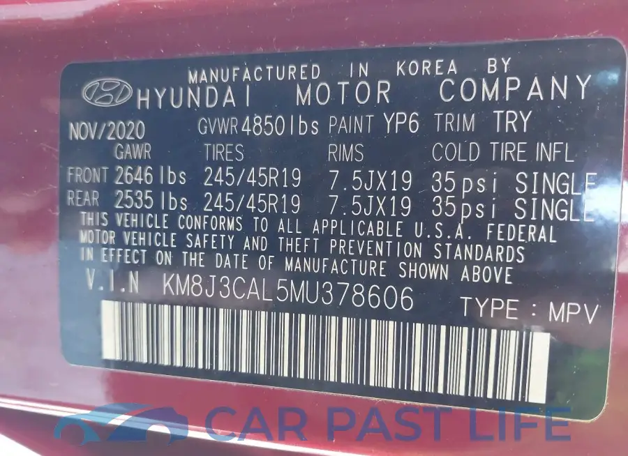 KM8J3CAL5MU378606# 9
