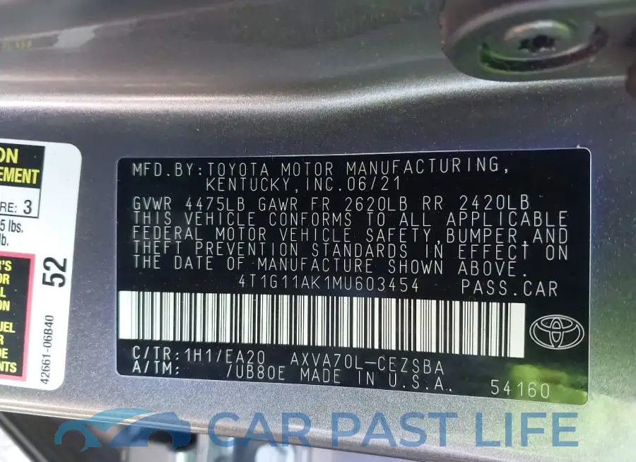 4T1G11AK1MU603454# 9