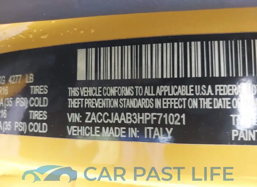 ZACCJAAB3HPF71021# 9