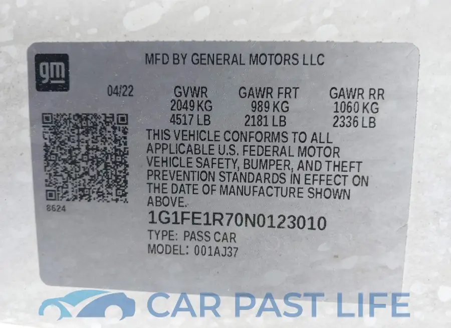 1G1FE1R70N0123010# 9