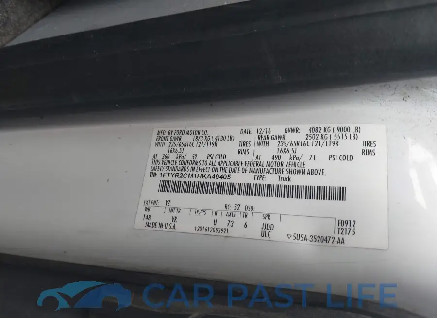 1FTYR2CM1HKA49405# 9
