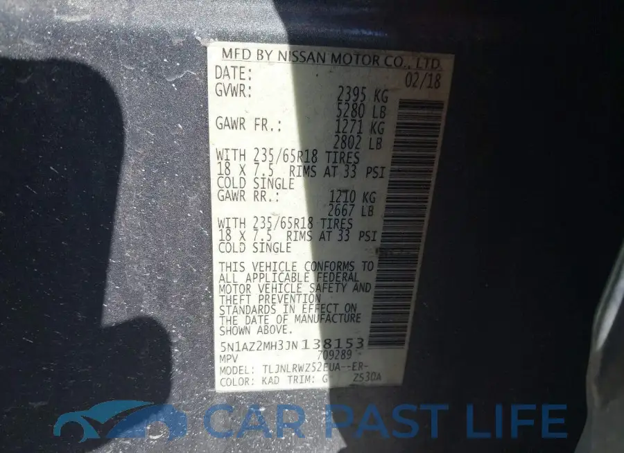 5N1AZ2MH3JN138153# 9