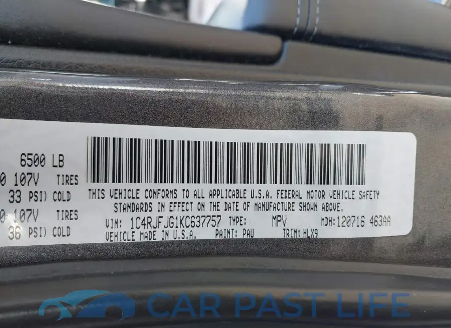 1C4RJFJG1KC637757# 9