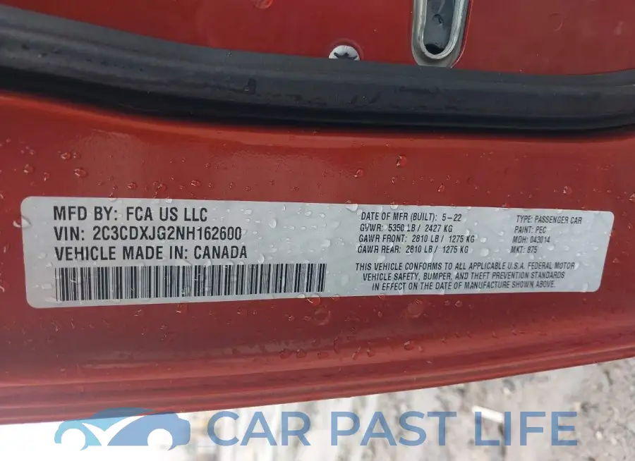 2C3CDXJG2NH162600# 9
