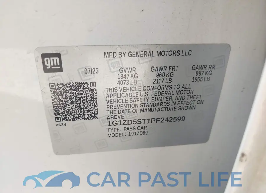 1G1ZD5ST1PF242599# 9