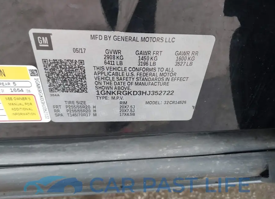 1GNKRGKD3HJ352722# 9
