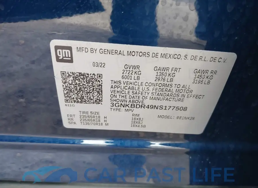 3GNKBDR49NS177508# 9