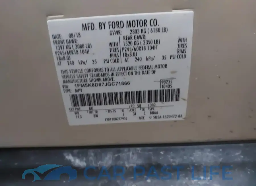 1FM5K8D87JGC71866# 9