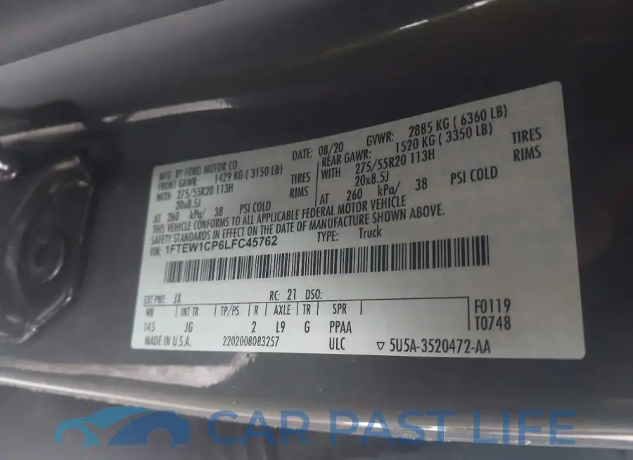 1FTEW1CP6LFC45762# 9
