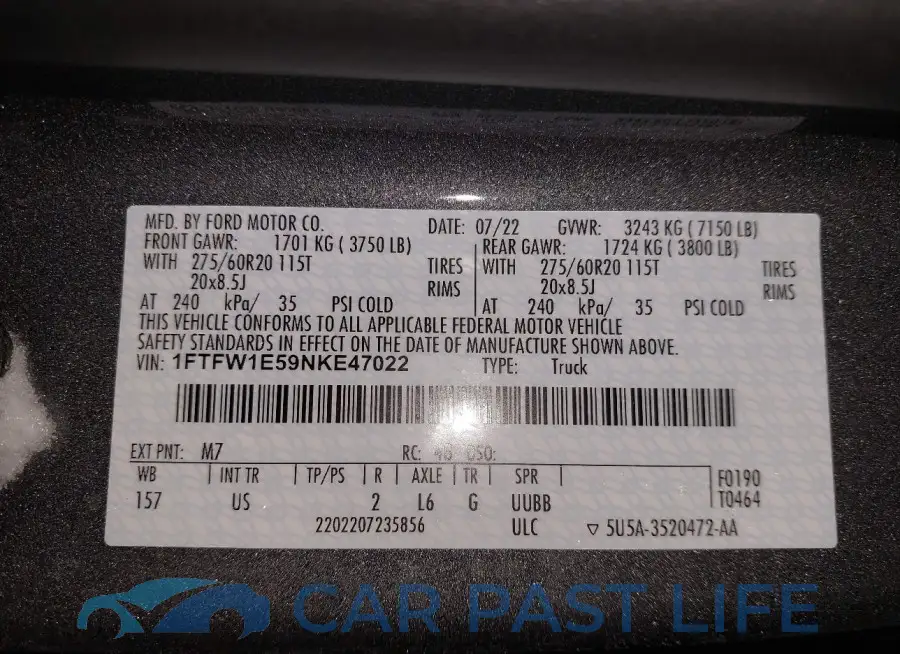 1FTFW1E59NKE47022# 9