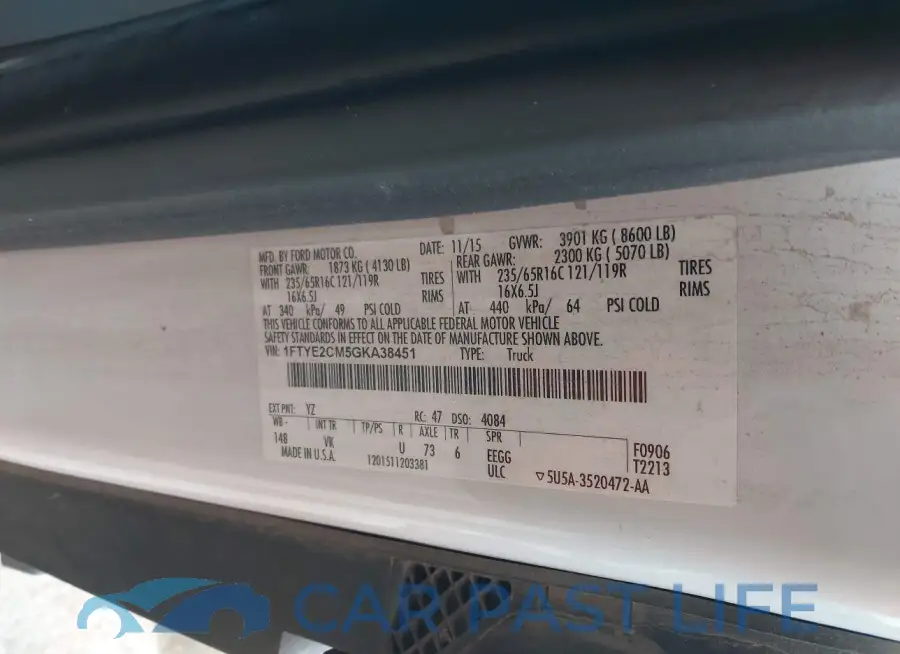 1FTYE2CM5GKA38451# 9