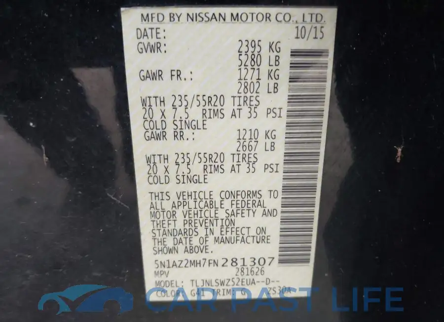 5N1AZ2MH7FN281307# 9