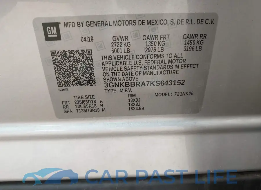 3GNKBBRA7KS643152# 9