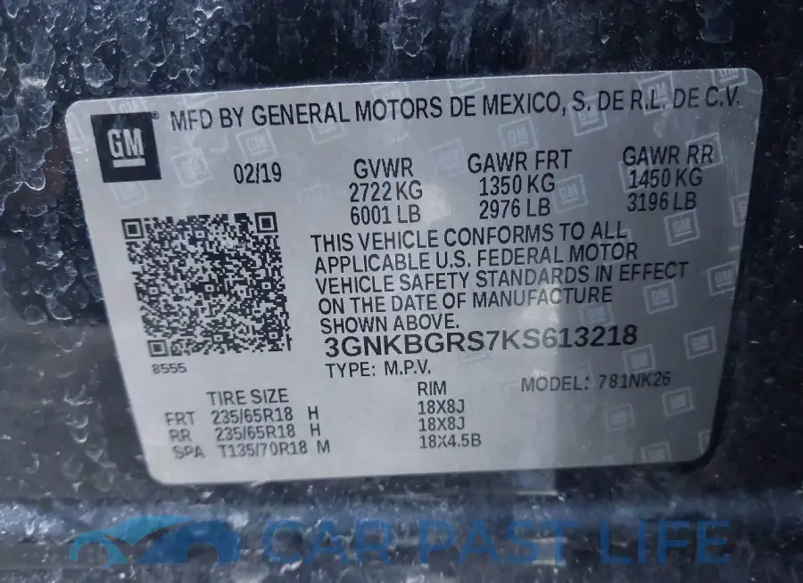 3GNKBGRS7KS613218# 9