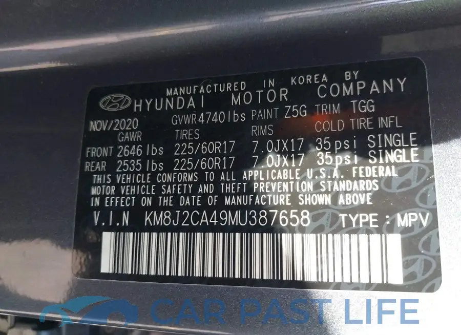 KM8J2CA49MU387658# 9