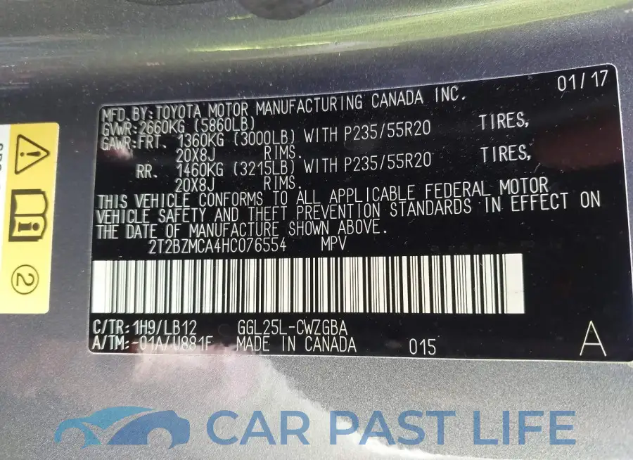 2T2BZMCA4HC076554# 9